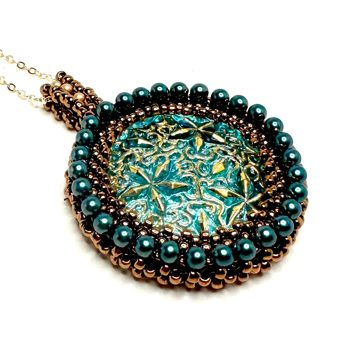 Czech Button Pendant | Under the Sea