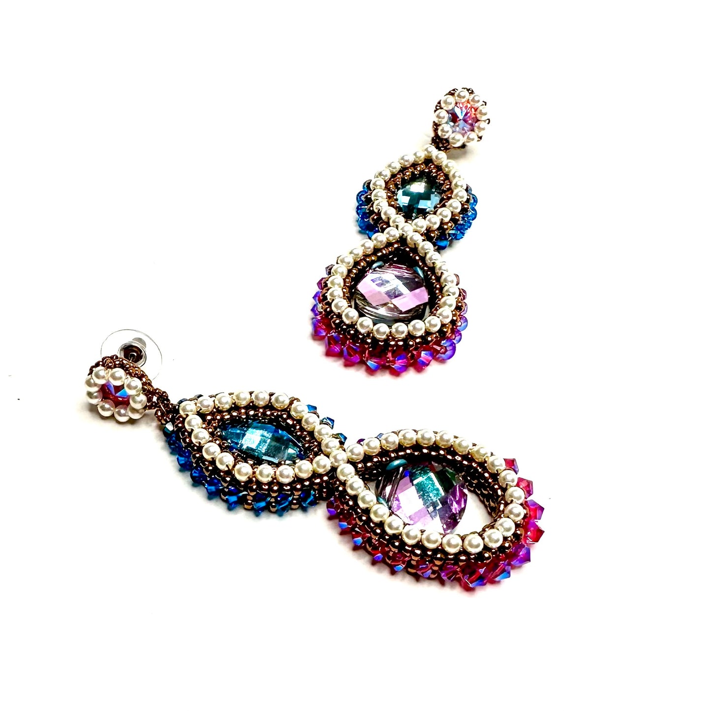 Grand Anya Earrings | Blue and Pink