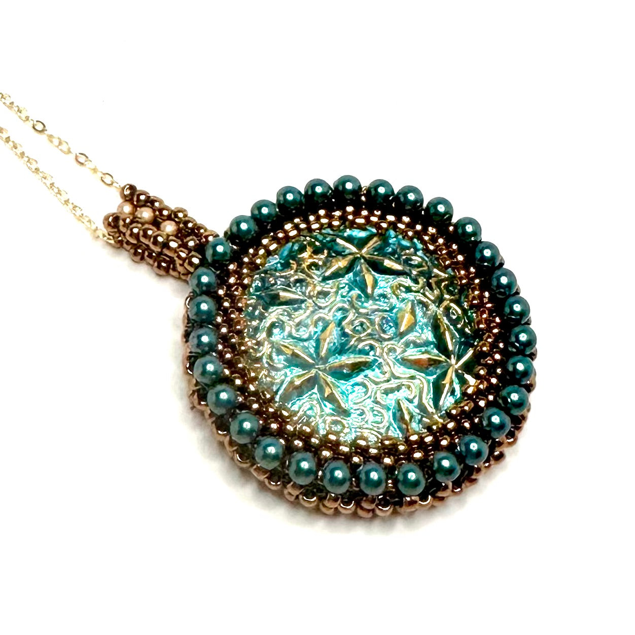 Czech Button Pendant | Under the Sea