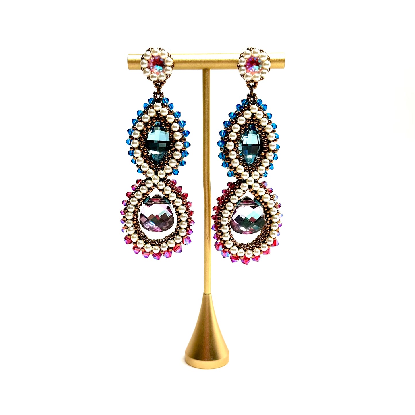 Grand Anya Earrings | Blue and Pink
