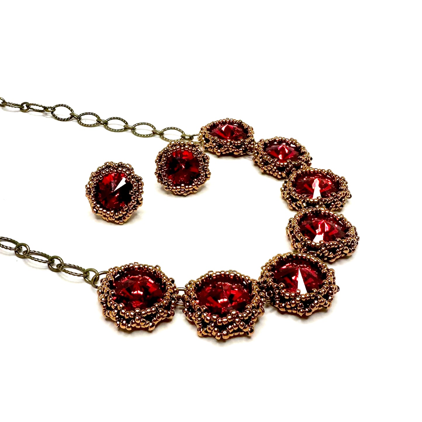 Bezel Set Rivoli Necklace | Ruby Red