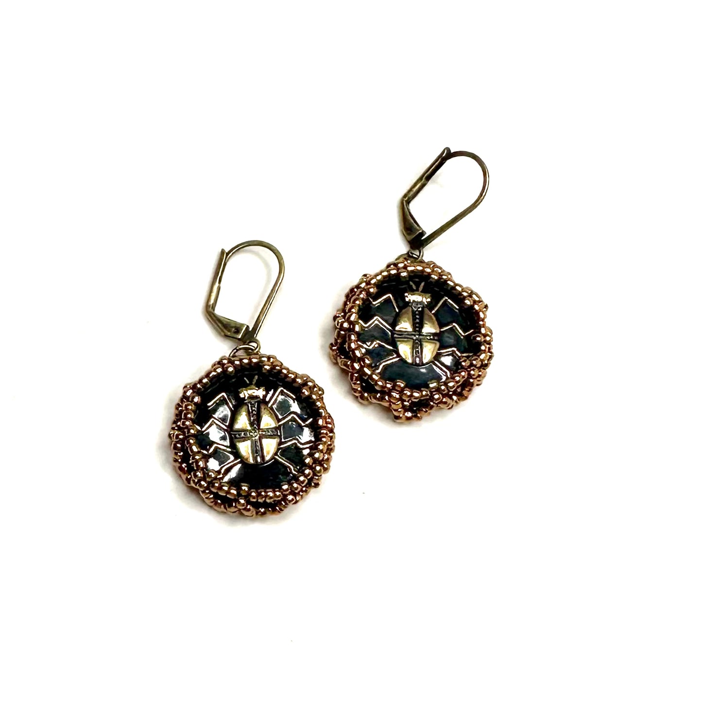 Scarab Button Earrings