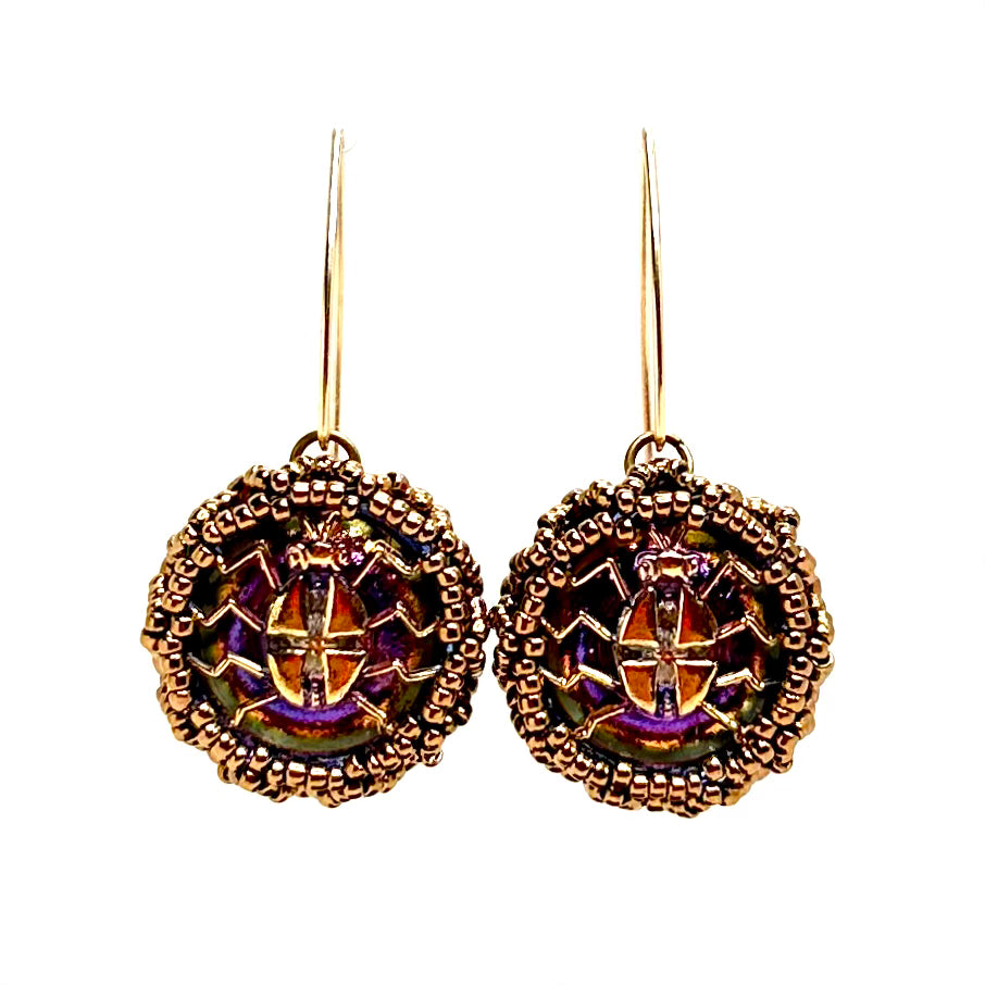 Scarab Button Earrings
