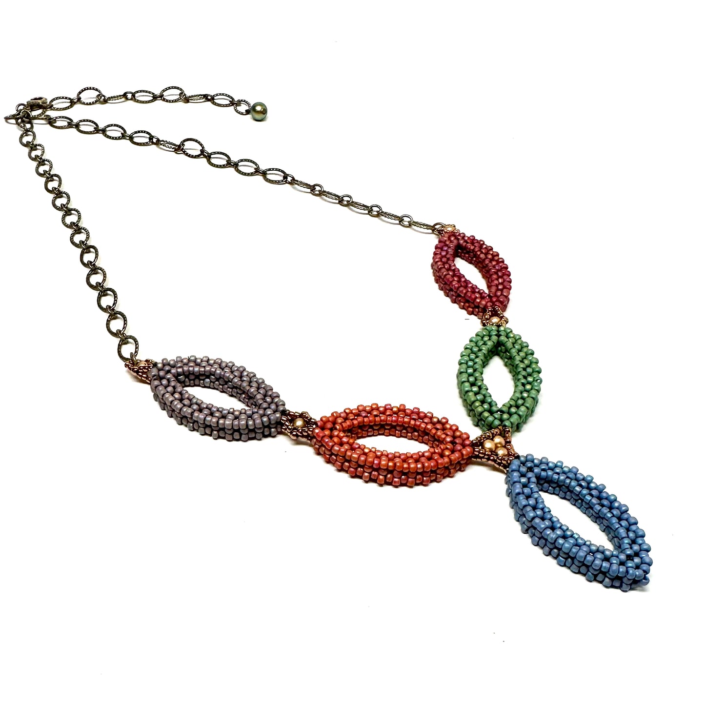 Hojas Necklace - 5 Multi Colored Leaves