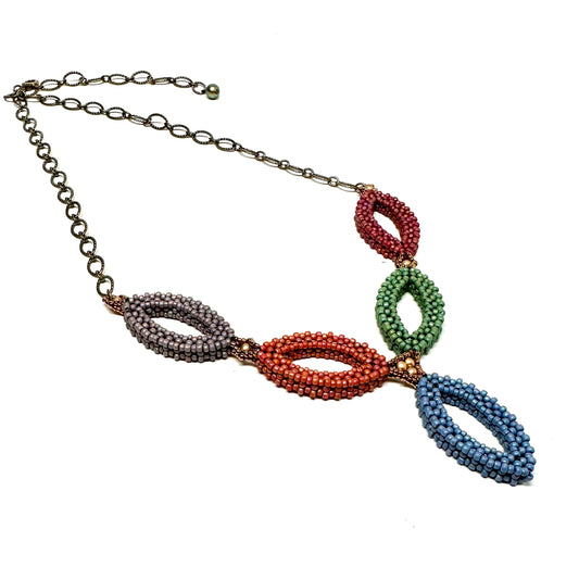 Hojas Necklace - 5 Multi Colored Leaves