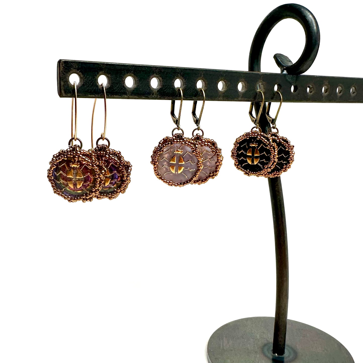 Scarab Button Earrings