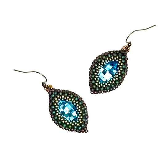 Hojas Earring - Blue with Green Accents