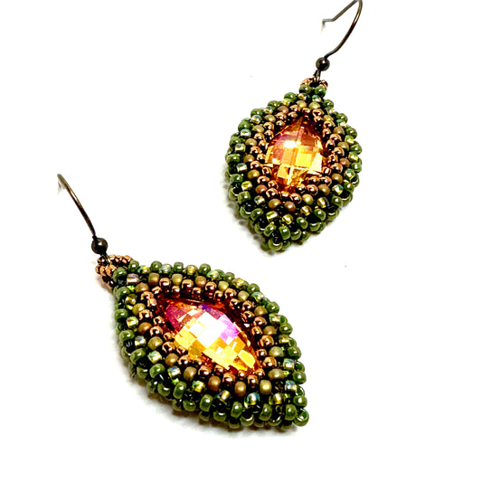 Hojas Earring - Green and Gold