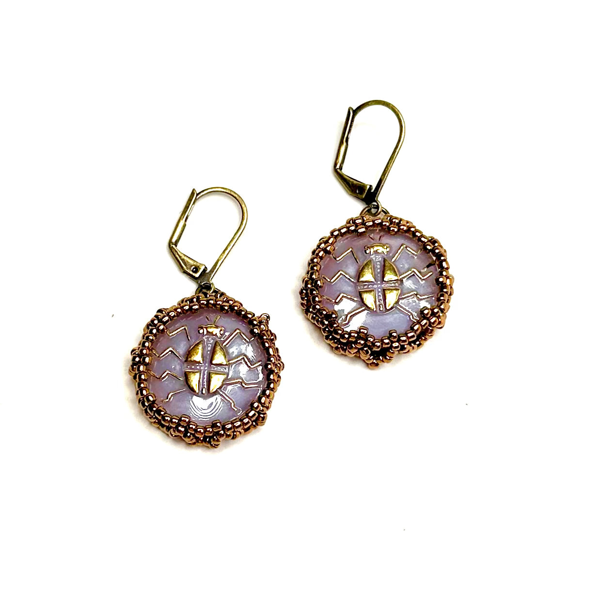 Scarab Button Earrings