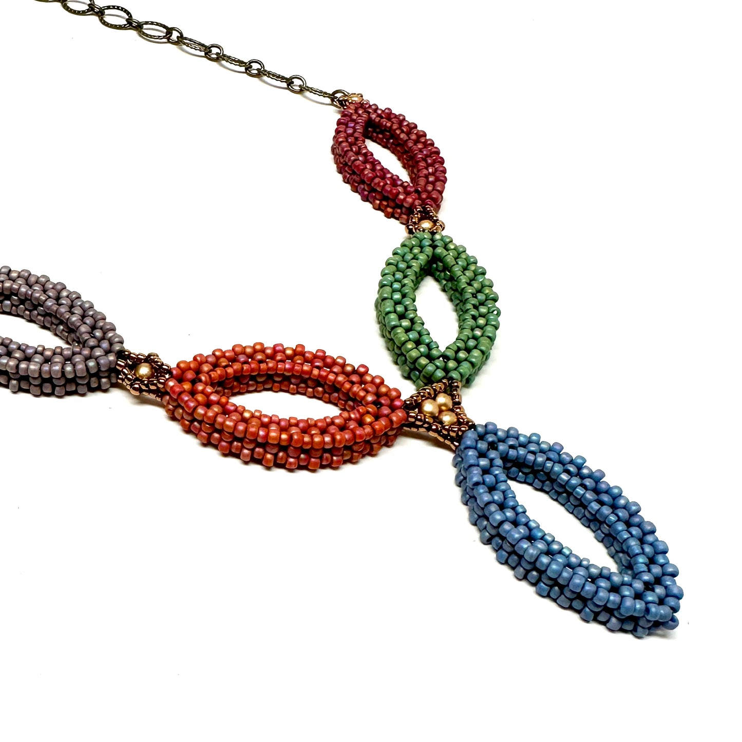 Hojas Necklace - 5 Multi Colored Leaves