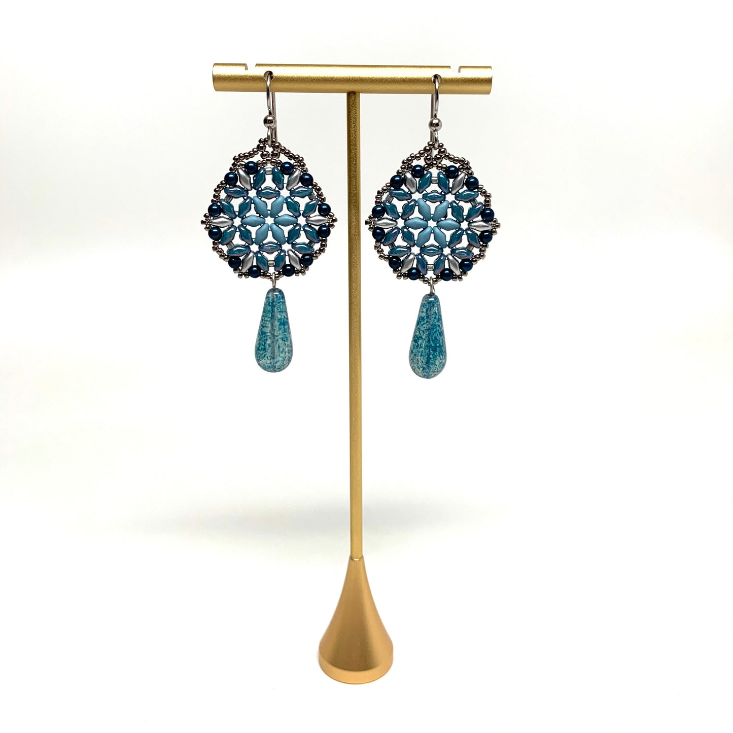 Sonja Earring with Czech Drop - Blue