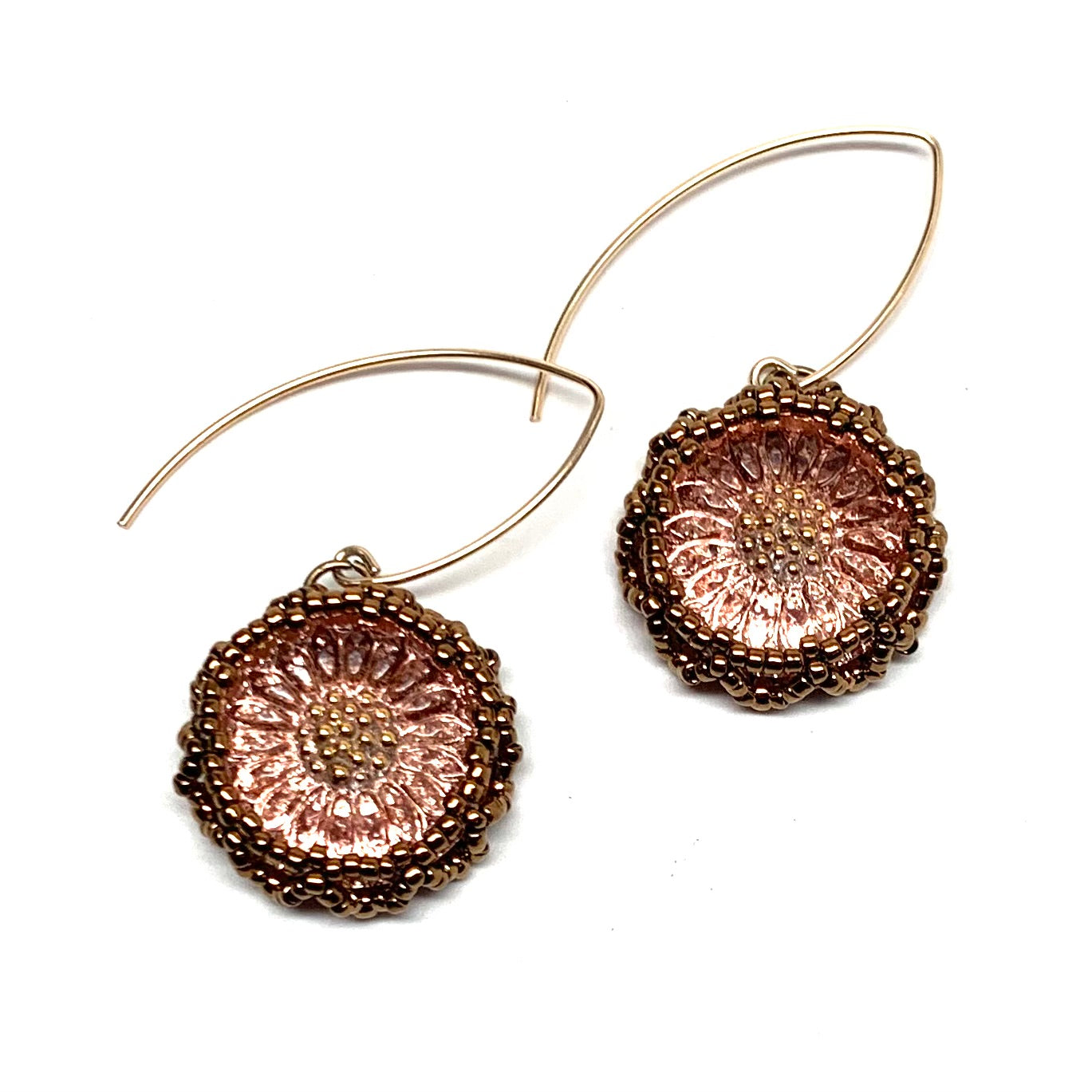 Vintage Czech Button Earrings | Daisy | Peach