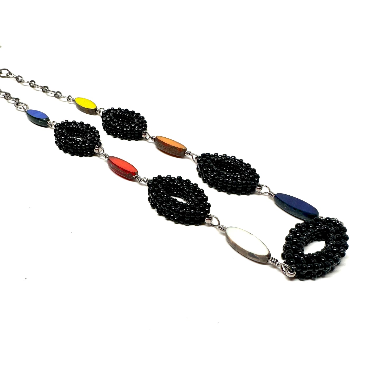 Hojas Link Necklace | Black and Primary Colored Accents