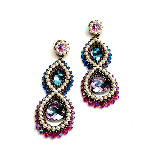 Grand Anya Earrings | Blue and Pink