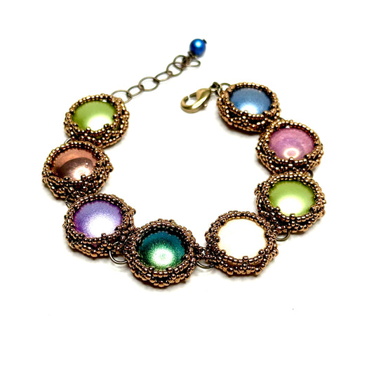 Cabochon Link Bracelet | Bezel Set | Multi Mix