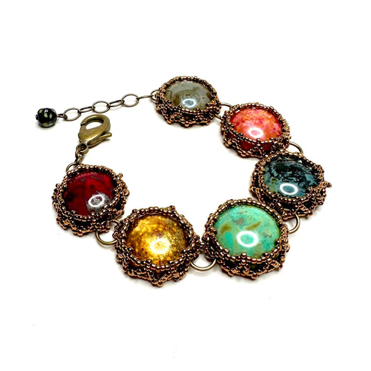 Cabochon Link Bracelet | Bezel Set | Picasso Mix