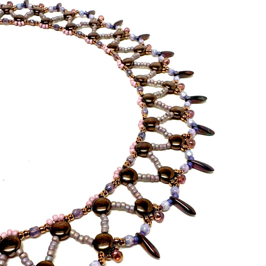 Egyptian Style Net Collar | Shades of Purple Necklace
