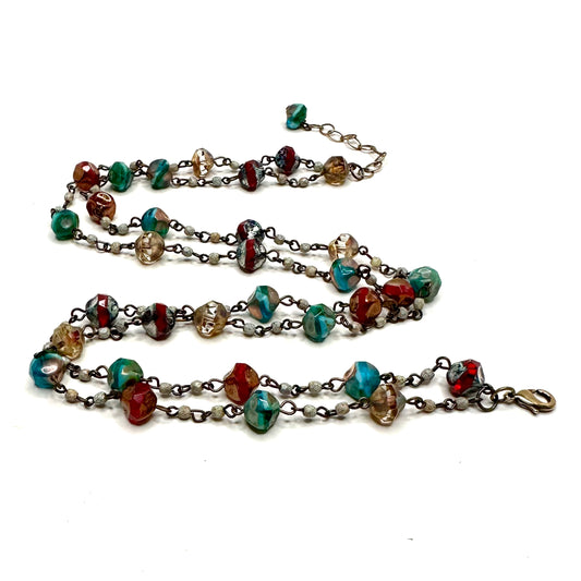 Czech Beaded Chain Necklace - Nuggets
