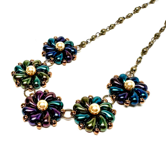 5 Flower Necklace | Mixed Iris