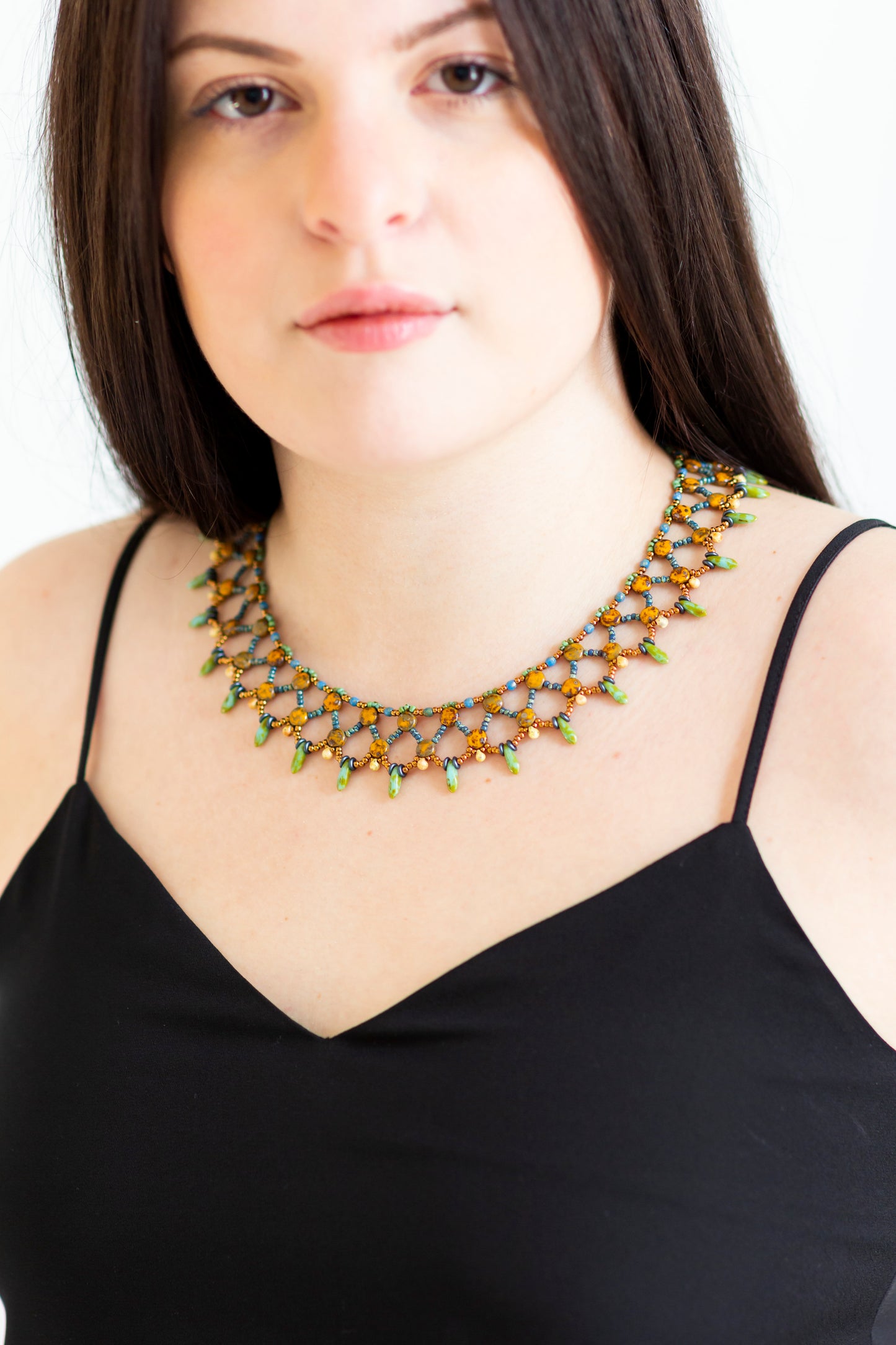 Egyptian Style Net Collar | Blue and Green