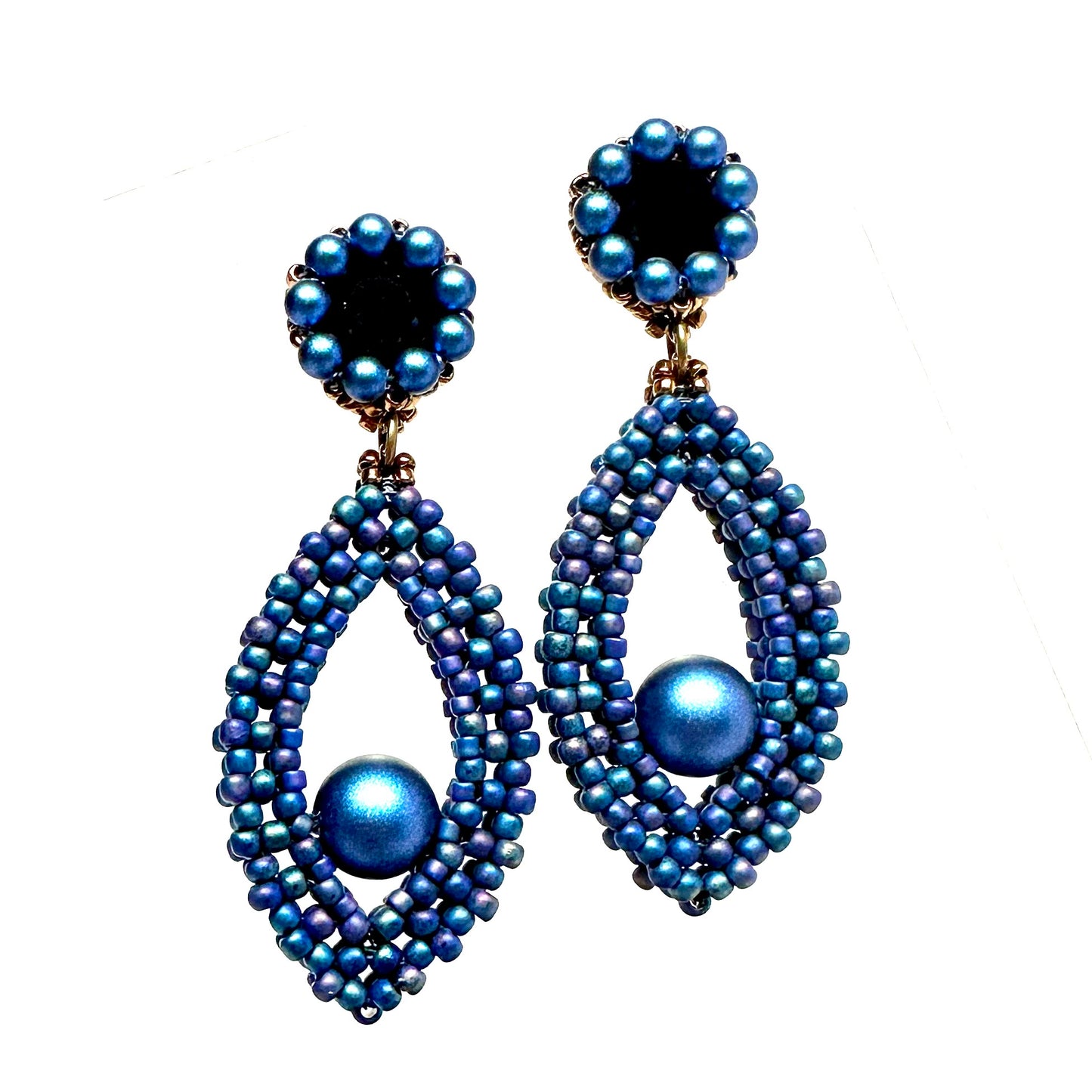 Hojas Post Earrings - Blue