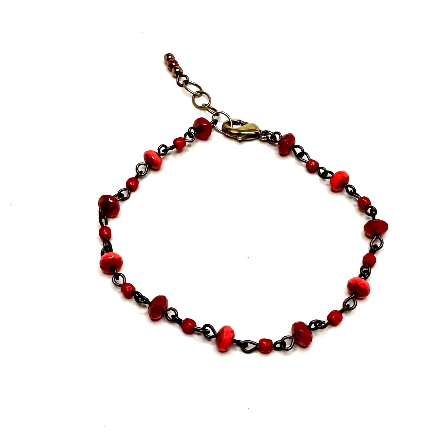 Czech Beaded Chain Necklace and Bracelet - Coral