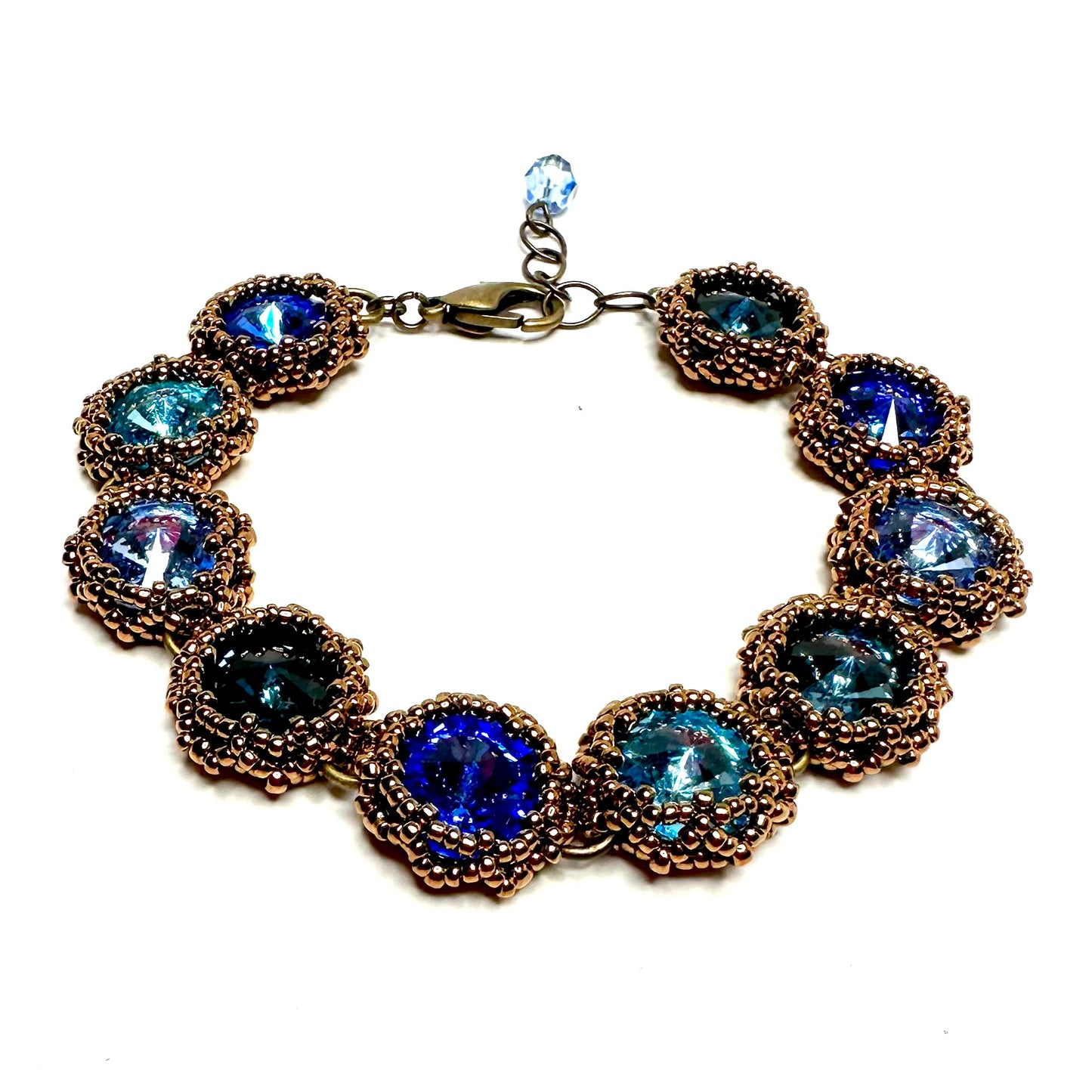 Bezel Set Rivoli Bracelet | Shades of Blue