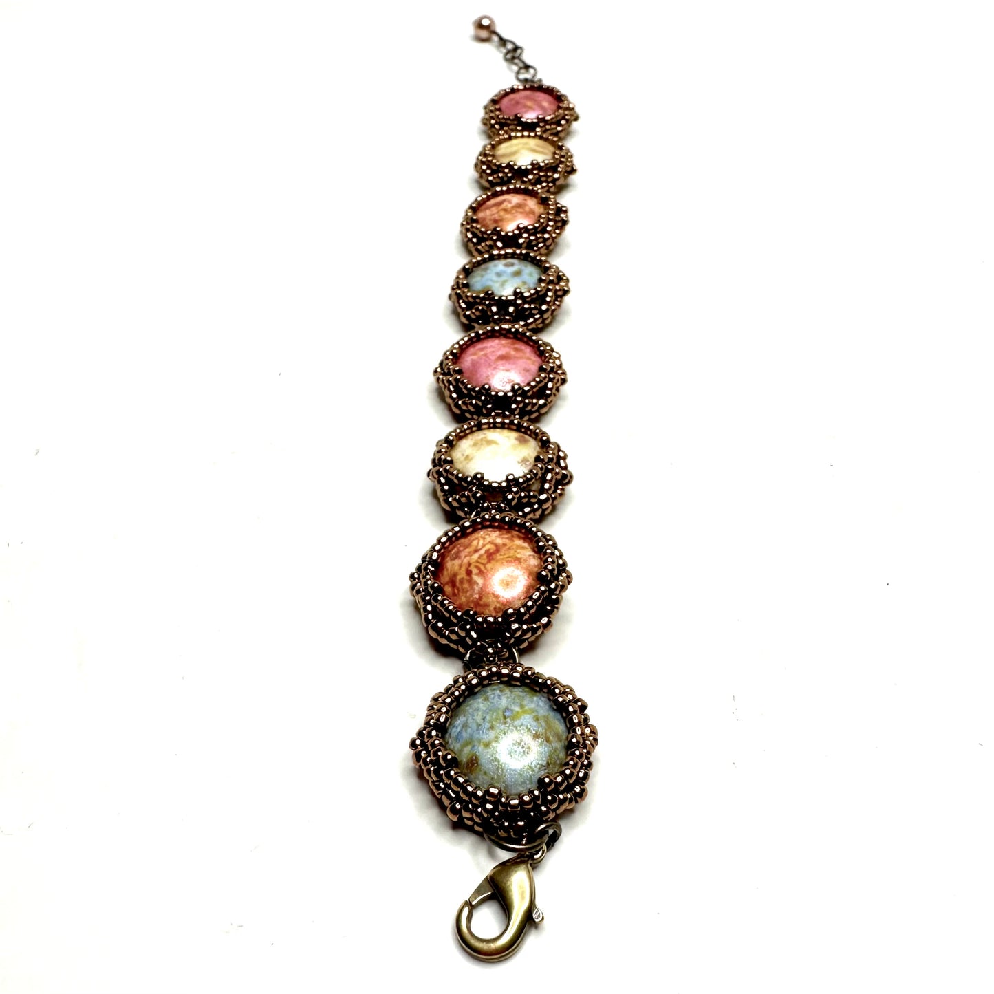 Cabochon Link Bracelet | Bezel Set | Robin’s Egg Mix