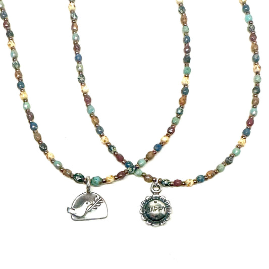 Colorful Casual Necklace | Assorted Sterling Charms