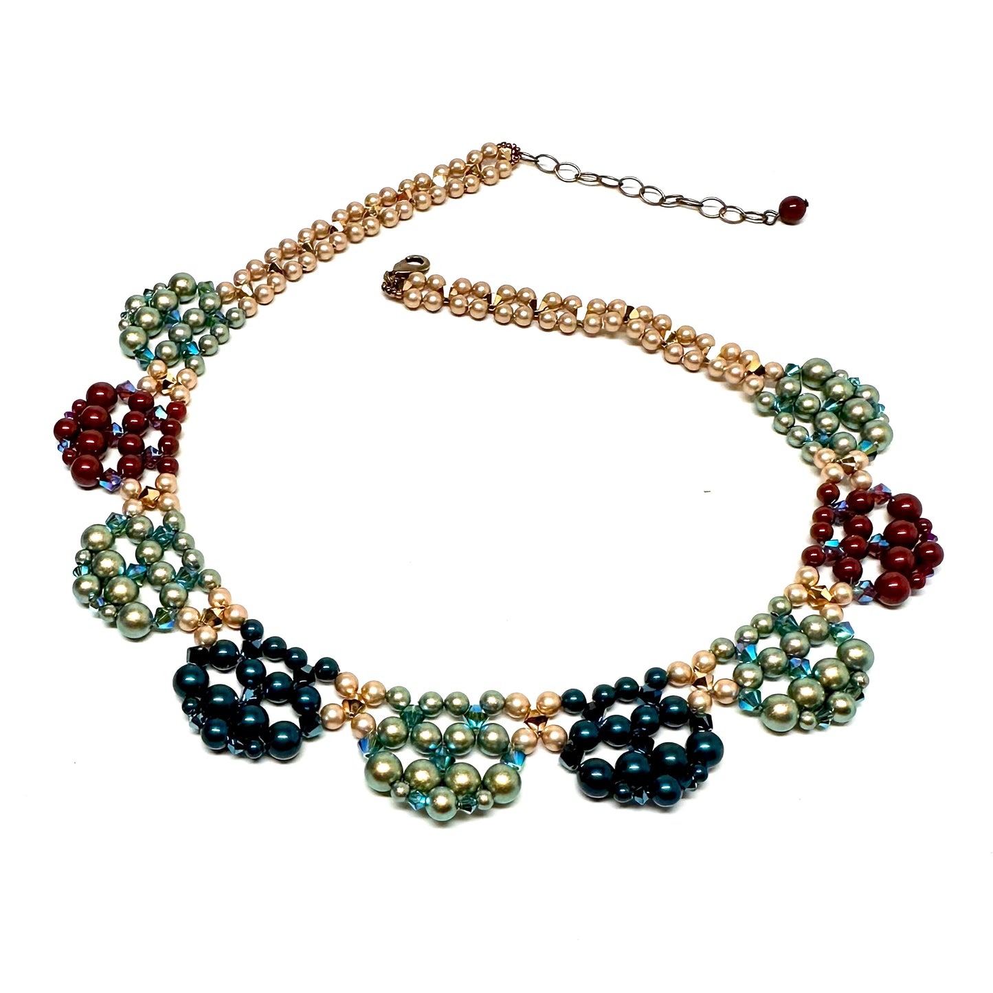 Art Deco Inspired Necklace | Statement in Jewel Colored Pearl & Crystal