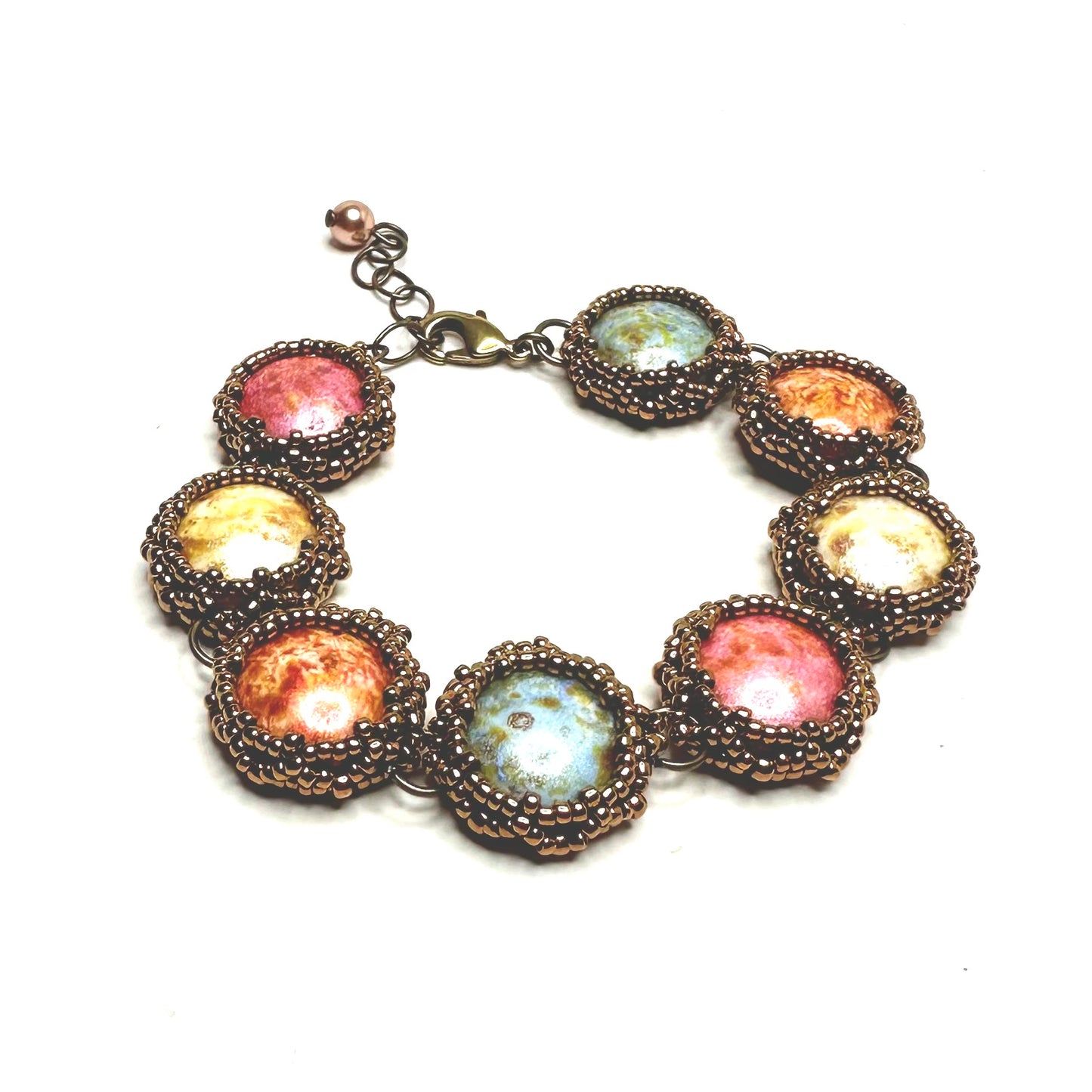 Cabochon Link Bracelet | Bezel Set | Robin’s Egg Mix