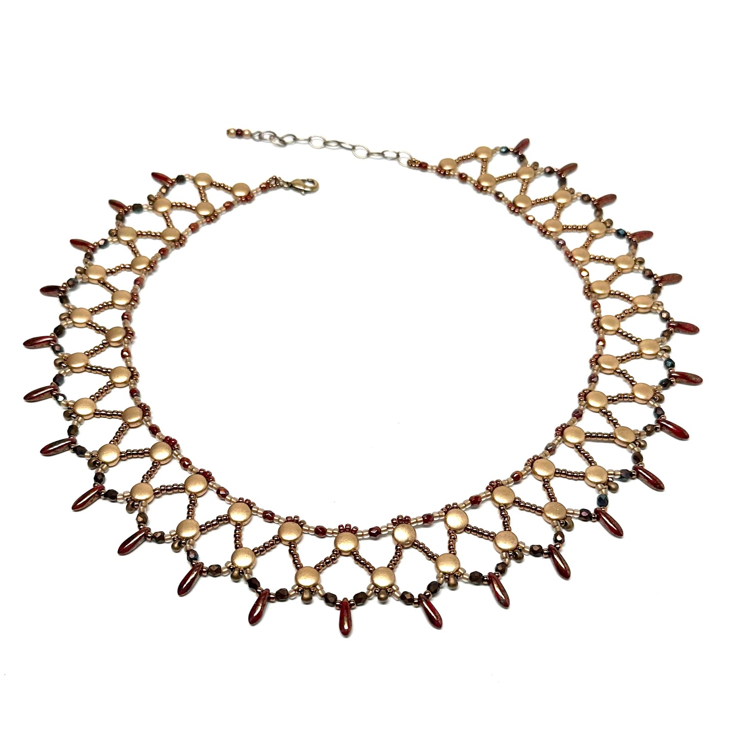 Egyptian Style Net Collar | Matte Gold & Red