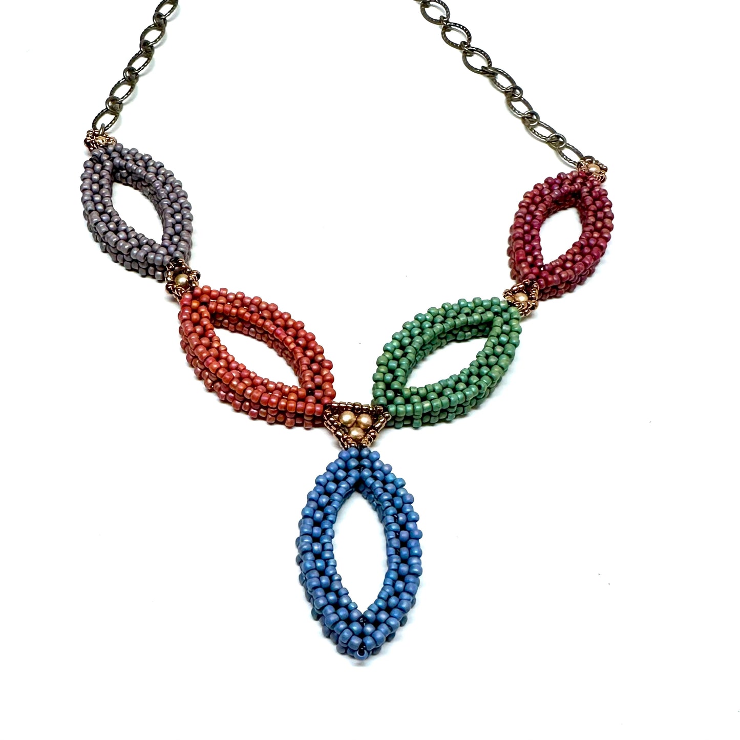 Hojas Necklace - 5 Multi Colored Leaves