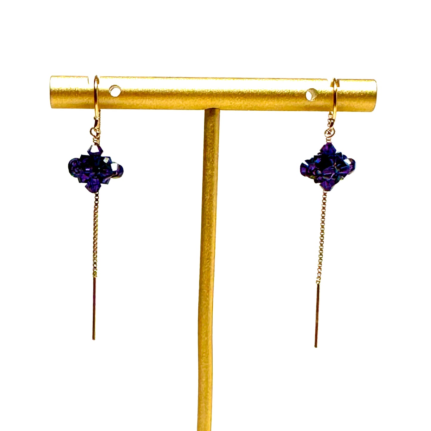 Bauble Earrings | 14K Gold Filled Threader | Assorted Crystal Colors
