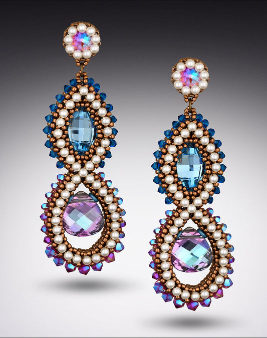 Grand Anya Earrings | Blue and Pink