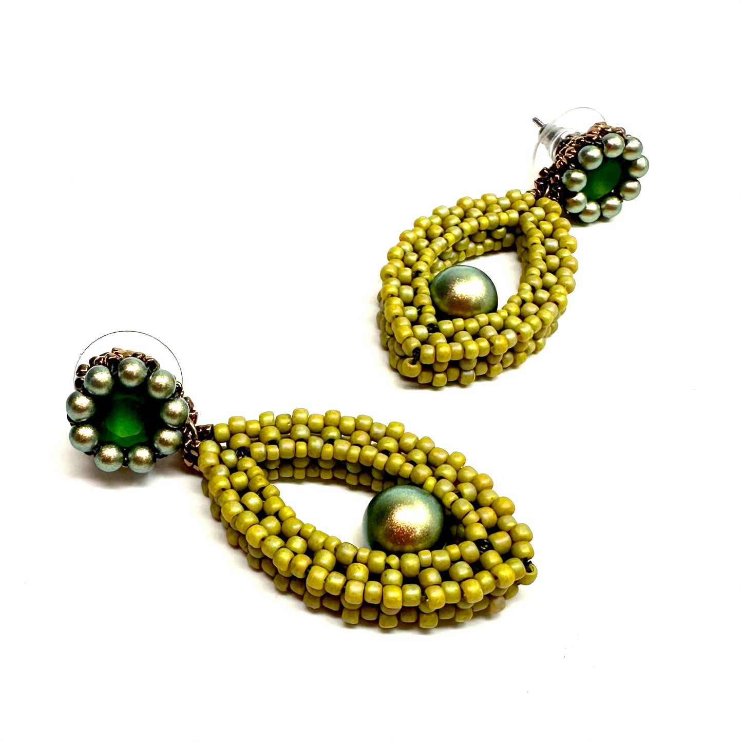 Hojas Post Earrings - Green Mix