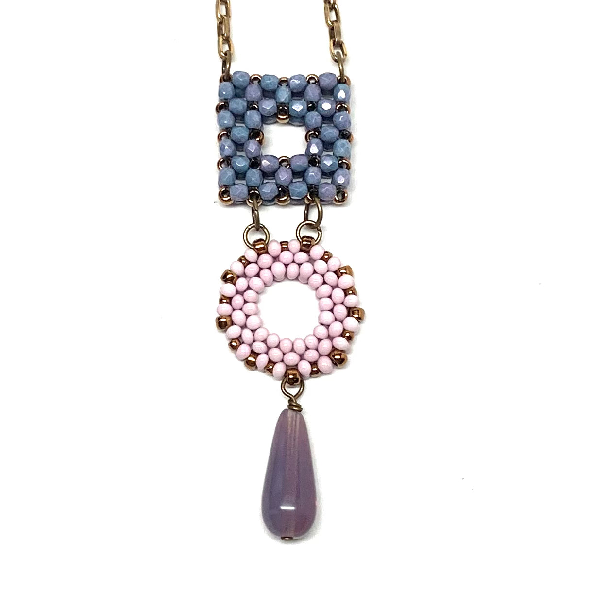 Link Necklace | Three Drops | Purple