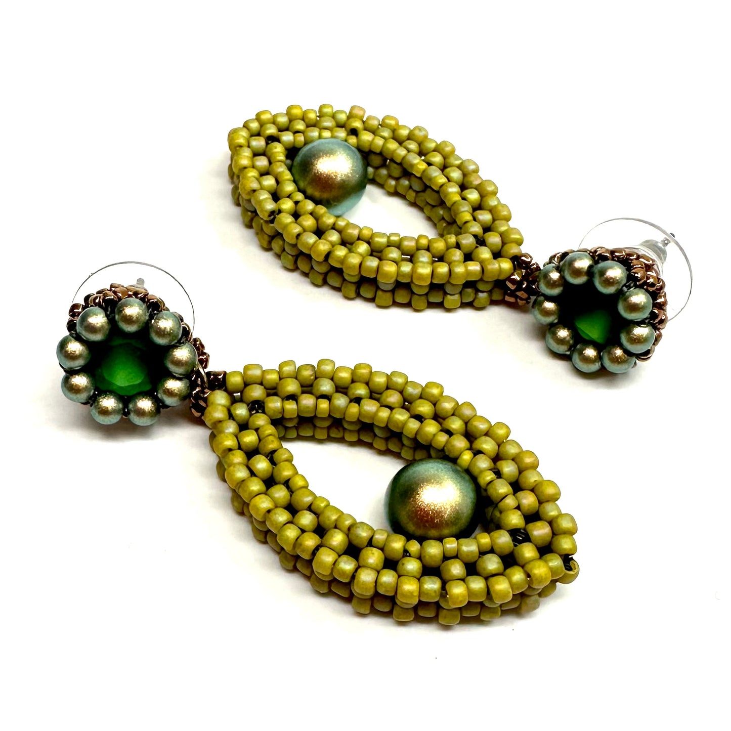 Hojas Post Earrings - Green Mix