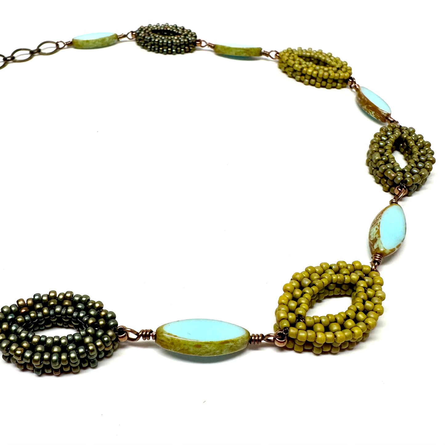 Hojas Link Necklace | Green and Aqua