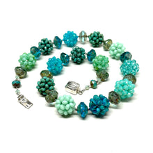 Load image into Gallery viewer, Beaded Bead Necklace | Green and Turquoise
