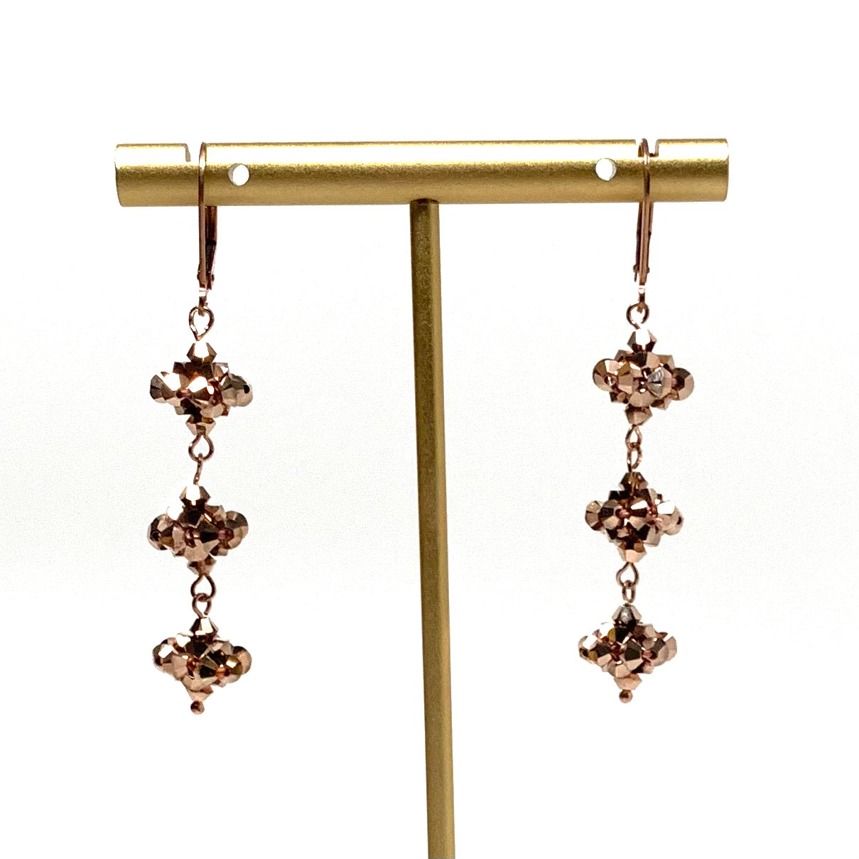 Bauble Earrings | Rose Gold Triple Drop