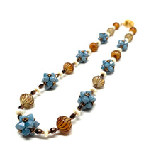 Load image into Gallery viewer, Geometric Beaded Bead Necklace - Warm Blue &amp; Tan Mix
