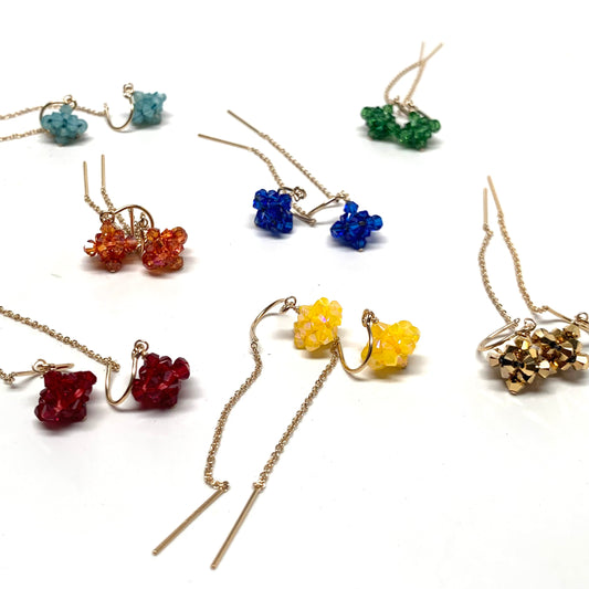 Bauble Earrings | 14K Gold Filled Threader | Assorted Crystal Colors