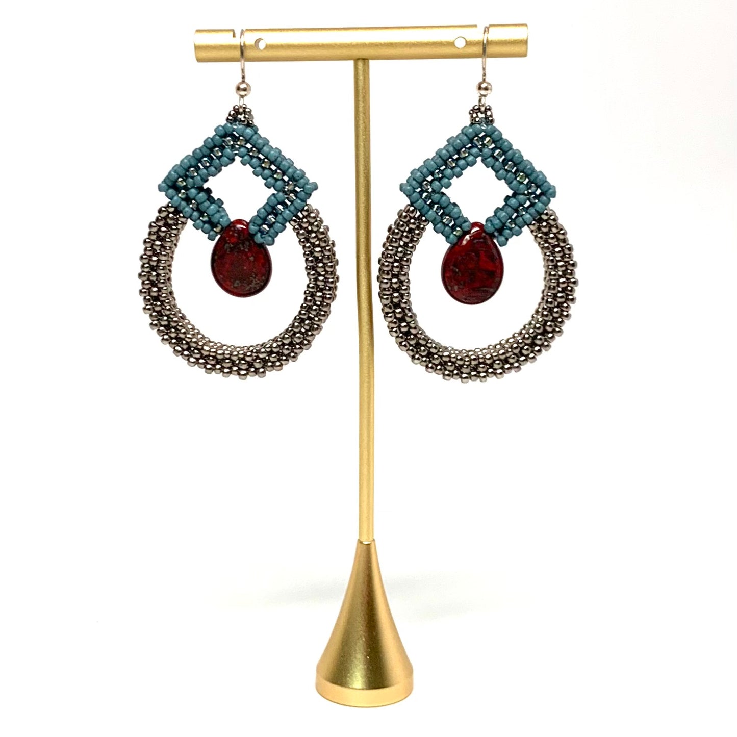 Manisha Earring | Blue, Red & Silver