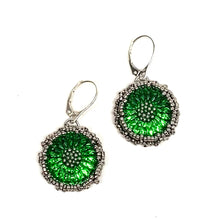 Load image into Gallery viewer, Vintage Czech Button Earrings | Daisy | Kelly Green
