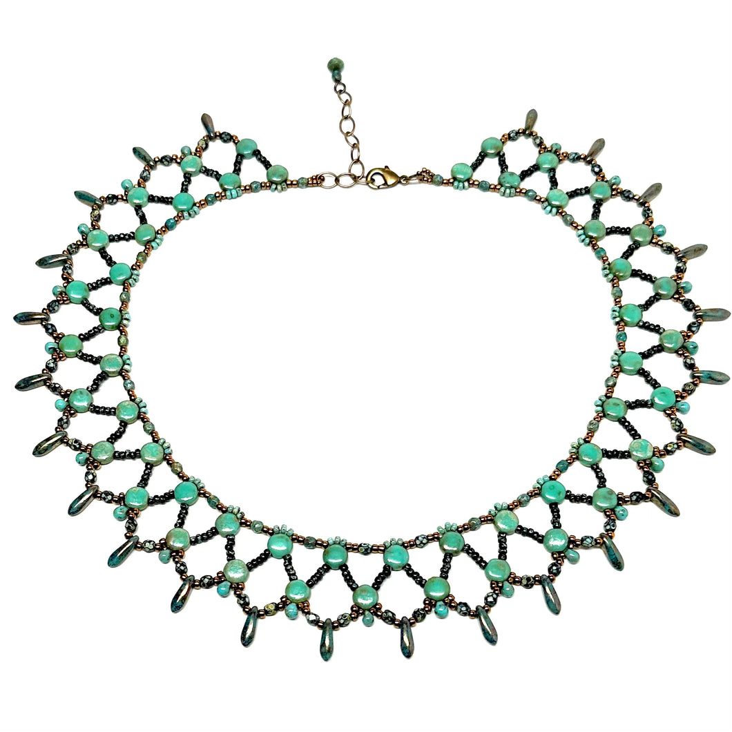 Egyptian Style Net Collar | Blue and Green