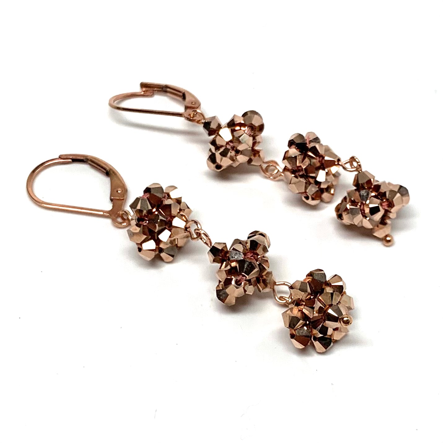 Bauble Earrings | Rose Gold Triple Drop
