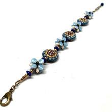 Load image into Gallery viewer, Flores Bracelet | Blue and Cream Flores Beads with Golem beads
