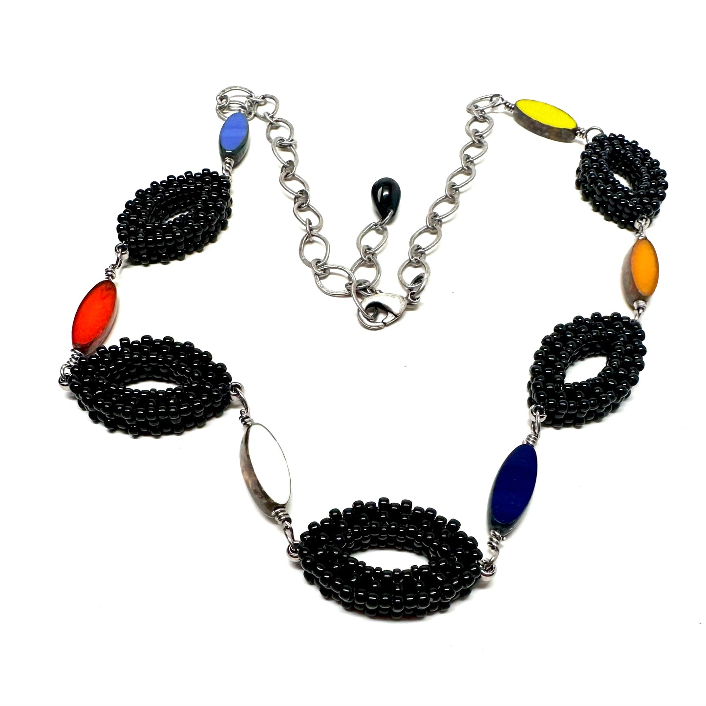 Hojas Link Necklace | Black and Primary Colored Accents