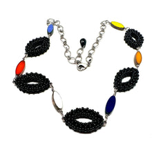 Load image into Gallery viewer, Hojas Link Necklace | Black and Primary Colored Accents
